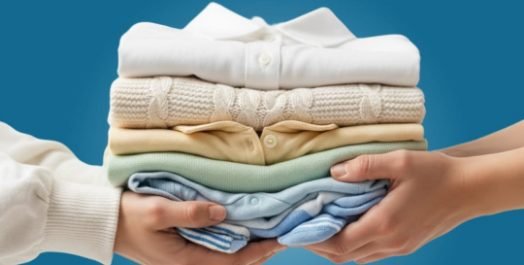 Folded stack of clean clothes